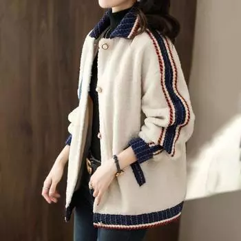Плюшевая куртка женская осень и зима белая удобная мягкая куртка универсальная повседневная универсальные топы M белый