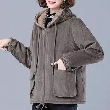 Куртка Флисовое пальто для женщин Бархатная женская куртка Пальто большого размера Утолщенные толстовки Пальто Теплая куртка Свободная повседневная ветровка Куртка женская M серый