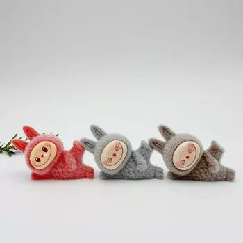 Плюшевая лежачая поза, Эластичная ткань, Модная игра, Украшение для рабочего стола/автомобиля, DIY подвеска для ключей, Смоляные аксессуары Lying position Labubu