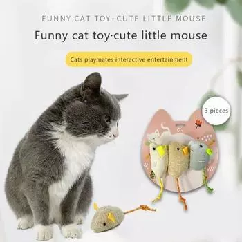 Плюшевая ложная мышь, игрушка для кошек, мягкие игрушки для укусов домашних животных, игрушка с длинным хвостом и мини-забавной игрой, интививная мышь, 3 комплекта цветных игрушек