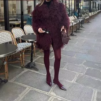 Плюшевая меховая куртка зимняя новая мода темперамент светская теплая меховая куртка S