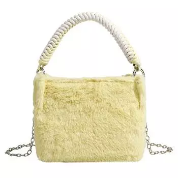 Плюшевая мини-сумка-ведро для женщин на осень и зиму, новая сумка-цепочка на одно плечо, универсальная модная сумка из меха для женщин жёлтый