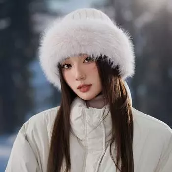 Плюшевая монгольская шапка женская сезонная холодостойкая белая теплая северо-восточная шапка для защиты ушей шляпа из лисьего меха панама прилив