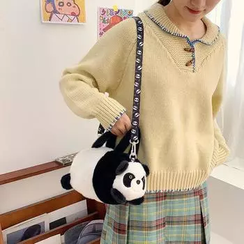 Плюшевая мультяшная девочка сумка через плечо кукла капибара зимняя детская милая сумка-мессенджер сумочка one size fits all чёрный