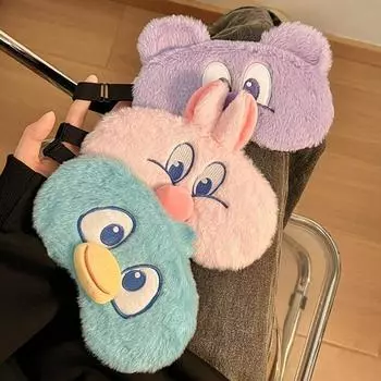 Плюшевая мультяшная стереоскопическая маска для глаз, легкая изоляция, плюшевая маска для глаз, милая затемненная маска для глаз для девочек белый