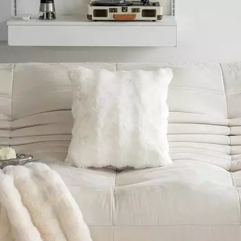 Плюшевая наволочка из пузырчатого бархата, имитация кроличьего меха, наволочка для диванной подушки, домашний декор White-45x45cm