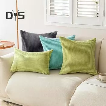 Плюшевая наволочка с полосатой текстурой, однотонная наволочка для украшения дивана, наволочка для подушки для гостиной, спальни, наволочка для подушки на сиденье автомобиля 40cm синий