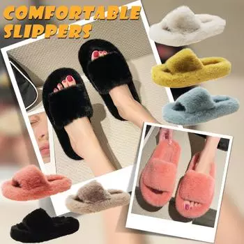 Плюшевая обувь для женщин, зимние тапочки, мягкие хлопковые тапочки на платформе Hyoma 40 чёрный