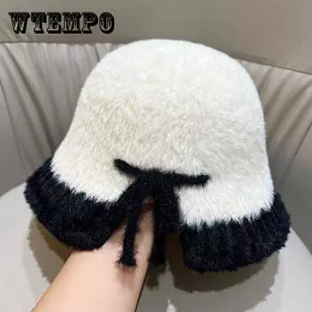 Плюшевая открывающаяся теплая шапка-рыбак для женщин, осенне-зимняя шляпа-ведро M56-58cm белый