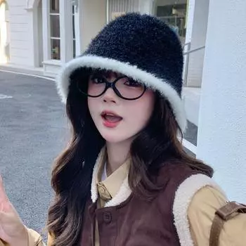 Плюшевая панама для женщин Шоу Маленький темперамент Панама Теплая плюшевая панама для женщин