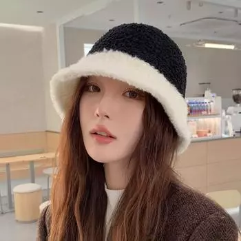 Плюшевая панама женская простая новая зимняя шляпа маленькая универсальная теплая панама весенне-осенняя шляпа для бассейна модная цветная шляпа M56-58cm