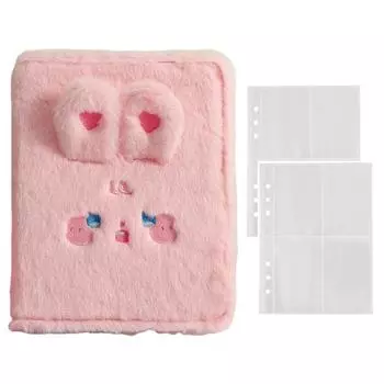 Плюшевая папка с героями мультфильмов А5 с 20 внутренними конвертами для фотографий, современный практичный фотоальбом для хранения карточек с картинками бежевый