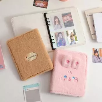 Плюшевая папка с героями мультфильмов А5 с 20 внутренними конвертами для фотографий, современный практичный фотоальбом для хранения карточек с картинками розовый