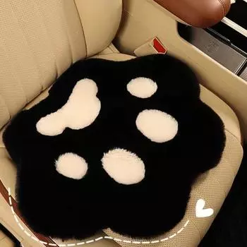Плюшевая Плюшевая Кошачья Лапа Подушка на Сиденье Автомобиля Противоскользящая Кошачья Теплая Плюшевая Накидка на Сиденье Автомобиля Дети Взрослые black