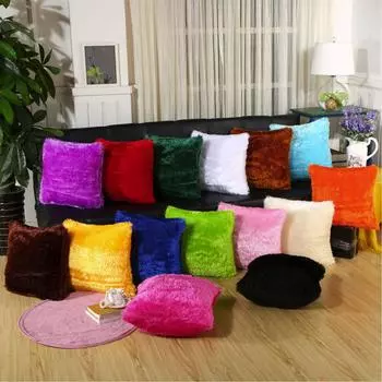 Плюшевая подушка, чехол для дивана, поясничный чехол, украшение для дома, однотонный, красочный разноцветный