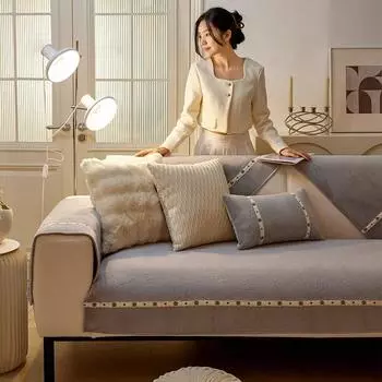 Плюшевая подушка для дивана, новая зимняя нескользящая подушка с высоким смыслом, простой жаккардовый чехол для дивана из молочного волокна, чехол 70*70cm