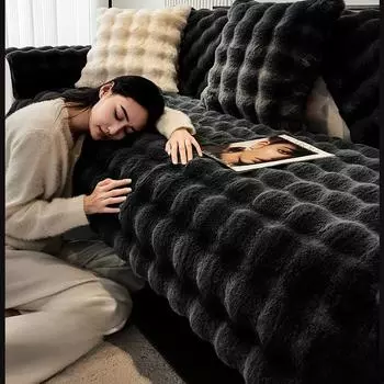 Плюшевая подушка для дивана, осенне-зимняя утолщенная противоскользящая подушка, новый кожаный чехол для дивана, полностью покрытый тканевым полотенцем 70*70cm