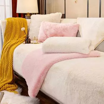 Плюшевая подушка для дивана с кошкой и кроликом, зимняя плюшевая подушка для дивана, утолщенная нескользящая теплая подушка, чехол для дивана, полотенце 70*70cm