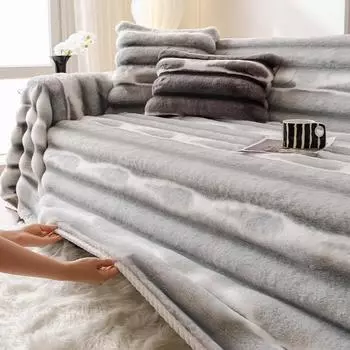 Плюшевая подушка для дивана с кроликом, новая зимняя плюшевая подушка для сиденья, утолщенная, легкая, роскошная, противоскользящая, чехол для дивана 180*130