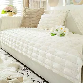 Плюшевая подушка для дивана с кроликом осенью и зимой, утолщенная плюшевая подушка для сиденья, нескользящий кожаный чехол для дивана, новое тканевое полотенце 70*70CM