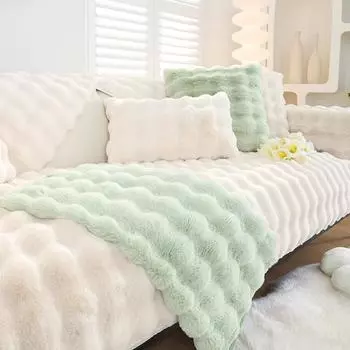 Плюшевая подушка для дивана с кроликом, зимняя утолщенная флисовая подушка, Нескользящий кожаный чехол для дивана, новый чехол, полотенце 70*70cm