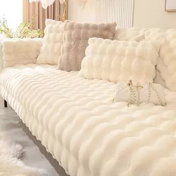 Плюшевая подушка для дивана с кроликом, зимняя противоскользящая подушка, утолщенная, простая, высококачественная, легкая, роскошная кожаная подушка для дивана 70*70cm