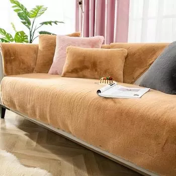 Плюшевая подушка для дивана с кроликом, зимняя высококачественная противоскользящая утолщенная кожаная подушка для дивана, современный легкий роскошный чехол, тканевое полотенце 70*70cm