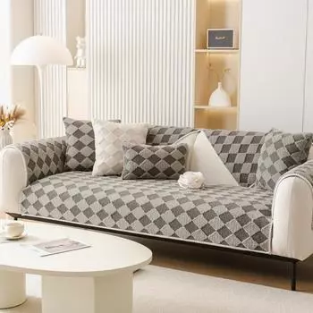 Плюшевая подушка для дивана с кроликом, зимняя утолщенная зимняя нескользящая подушка для сиденья, чехол для дивана, многослойная ткань 70*70cm