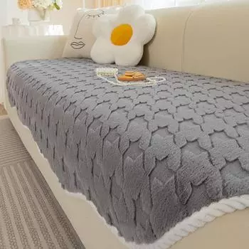 Плюшевая подушка для дивана с рисунком «гусиные лапки», утолщенная зимняя подушка специальной формы, Нескользящий прямой ряд, чехол для дивана, новый тканевый чехол 90*70cm