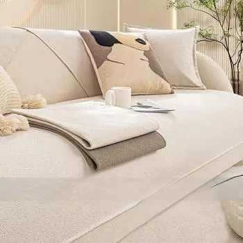 Плюшевая подушка для дивана Тедди, универсальная нескользящая подушка для четырех сезонов, чехол для сиденья, современный минималистичный кожаный чехол для дивана, тканевый чехол для полотенец на спинку 70*70