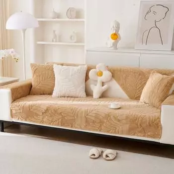 Плюшевая подушка для дивана, теплый чехол для дивана с листьями, Нескользящий чехол на подлокотник, полотенце на спинку, утолщенная подушка, новинка зимы с кроликом 70x70cm