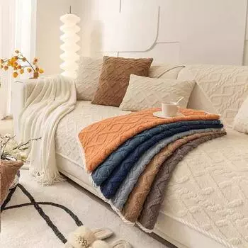Плюшевая подушка для дивана, утолщенная противоскользящая подушка для осени и зимы, простой четырехсезонный универсальный кожаный чехол для дивана, тканевое полотенце 70*70cm