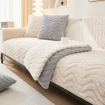 Плюшевая подушка для дивана, зимнее теплое толстое одеяло из овечьей кожи, нескользящая подушка для дивана, зимнее полотенце на спинку 70*70cm