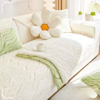 Плюшевая подушка для дивана, зимний плюшевый утолщенный нескользящий кожаный чехол для дивана, новинка 2024, тканевый чехол для подушки 70*70