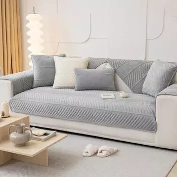 Плюшевая подушка для дивана, зимний противоскользящий кожаный чехол для дивана, ткань, однотонный новый толстый плюш 70*70cm