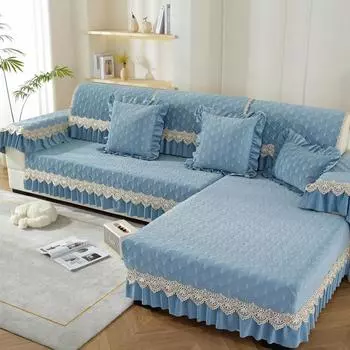 Плюшевая подушка для дивана, зимняя нескользящая подушка, юбка в европейском стиле, чехол для дивана, новая утолщенная ткань 70x70