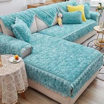 Плюшевая подушка для дивана, зимняя противоскользящая подушка, высококачественный простой плюшевый утолщенный чехол для дивана, универсальный чехол на четыре сезона, ткань 70*70