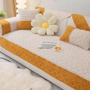 Плюшевая подушка для дивана, зимняя противоскользящая подушка, кожаный чехол для дивана в корейском стиле, тканевое зимнее одеяло 70*70cm