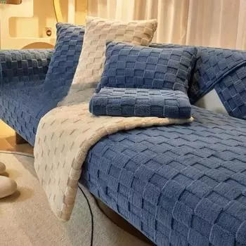 Плюшевая подушка для дивана, зимняя скандинавская нескользящая подушка, чехол на спинку, полотенце, современный минималистичный зимний кожаный чехол для дивана, тканевый чехол 70*70cm