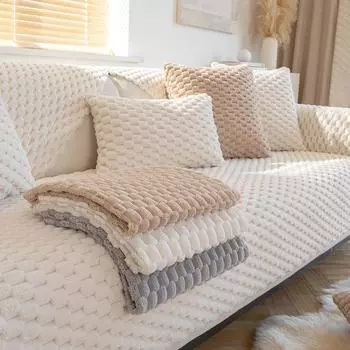 Плюшевая подушка для дивана, зимняя утолщенная нескользящая подушка, простая современная однотонная кожаная деревянная подушка для дивана, тканевый чехол 70*70cm