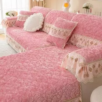 Плюшевая подушка для дивана, зимняя утолщенная нескользящая подушка для дивана, полотенце, простой современный зимний чехол для дивана, ткань 70*70cm