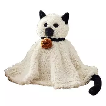 Плюшевая подушка Привидение Мягкая игрушка-животное Пушистое 3D Привидение Хэллоуин Декор для дивана Кровати Снятие стресса Компаньон белый