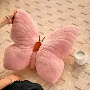 Плюшевая подушка в форме бабочки, мягкая подушка в виде животного для дивана, кровати, автомобиля, декоративная подушка для гостиной розовый