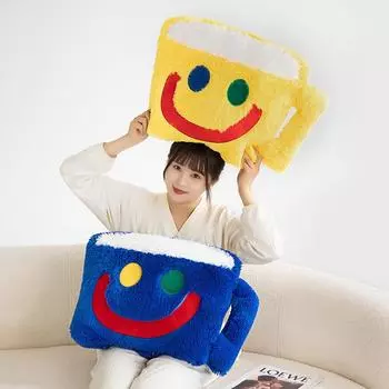 Плюшевая подушка в виде кофейной чашки Smile, мягкая игрушка, забавная кукла в форме молочного чая, диванная подушка, креативный декор комнаты, подарок на день рождения