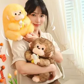 Плюшевая подушка в виде обезьяны-банана, милая золотая обезьянка, мягкая игрушка-животное S коричневый