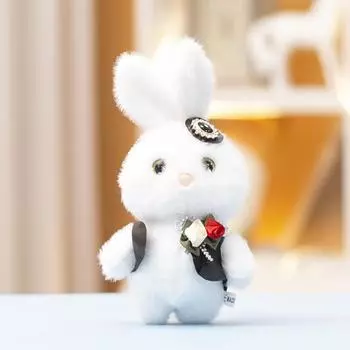 Плюшевая подвеска-кролик в кружевном платье и черном жилете для украшения свадеб, подарок Dress