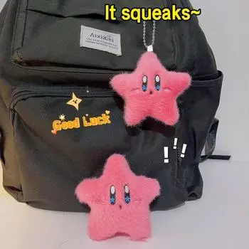 Плюшевая подвеска Squeaky Kirby в виде розовой звезды, кукла-брелок для ключей, автомобильный брелок, сумка, декор для рюкзака, подарок для ребенка