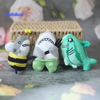 Плюшевая подвеска в виде акулы, 12 см, креативная плюшевая игрушка-арбуз, акула, пчела, мягкая мягкая кукла-животное серый