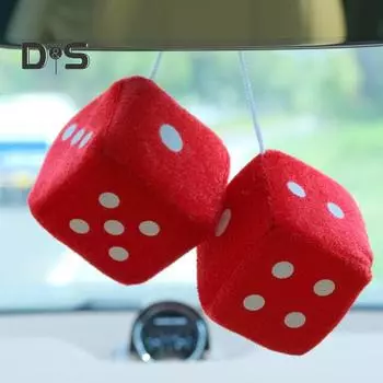 Плюшевая подвеска в виде игральных костей со шнурком, винтажное подвесное украшение для автомобиля, игрушка для снятия стресса, украшение для салона автомобиля, зеркало заднего вида белый