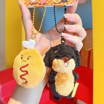 Плюшевая подвеска в виде собаки-сосиски, камера, гамбургер, декоративная кукла, брелок, кукла, ручная игрушка, подарок